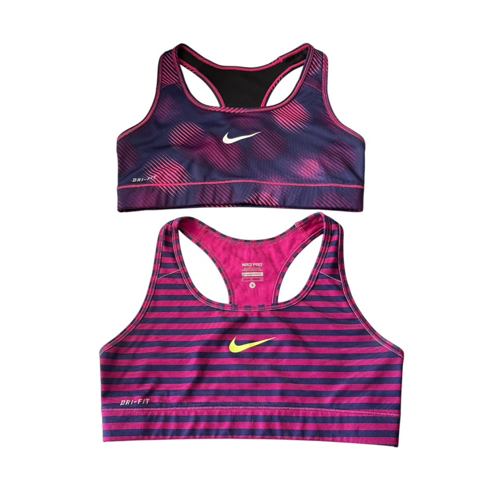 NIKE Lot of 2 Racerback Sports Bras in Pink / Purple Striped Size Small
